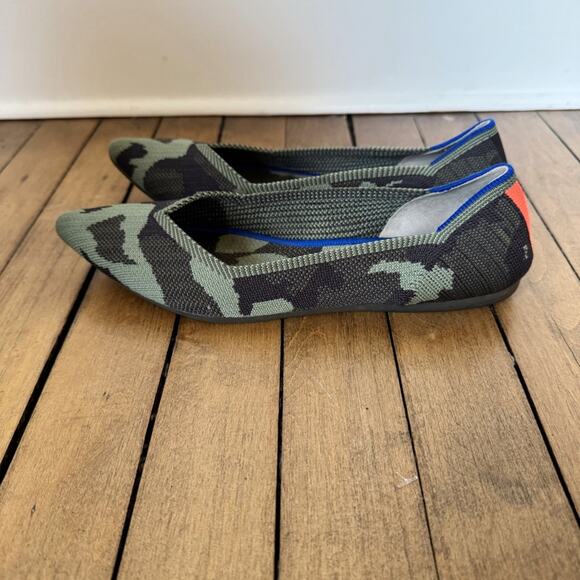 Rothy’s The Point Blue Halo Olive Green Camo Flats 8.5 - Picture 6 of 10